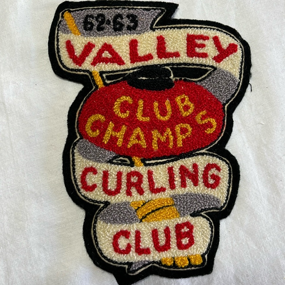 Vintage 1962-63 Valley Curling Club Champs sew on sweater Patch/badge/crest